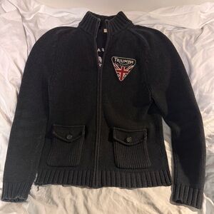 Triumph motorcycles Charcoal Knit zip sweater